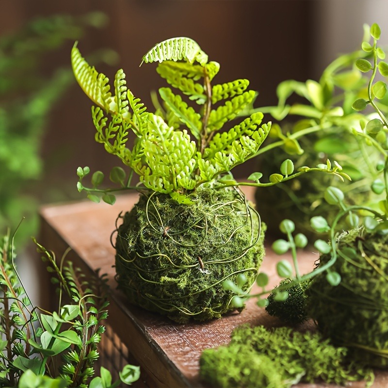 Sphagnum Moss Dry - 人工モスボールプランター、天然グリーン盆栽植物容器、家庭菜園用マイクロランドスケープ装飾モスポット D