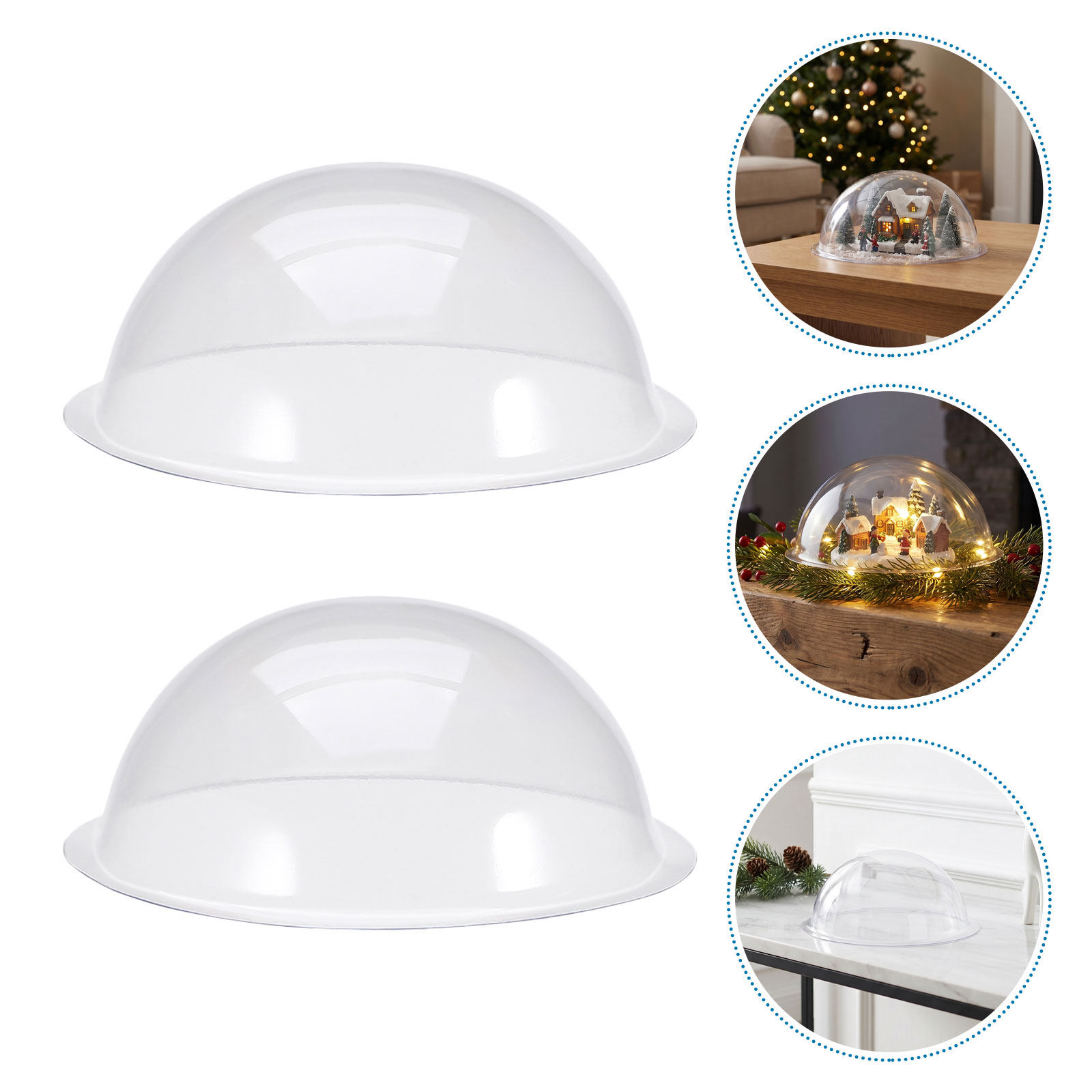 Plastic Dome Clear - 18個入り透明プラスチック製スノードーム、半球型充填可能ドーム、クリスマスビレッジスノードーム製作用マイクロランドスケープディスプレイケース