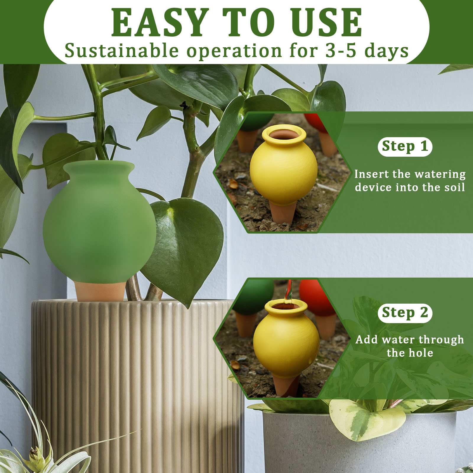 8 個テラコッタ自動散水スパイク粘土植物散水プランターインサ - Self Watering Insert のレビューと価格